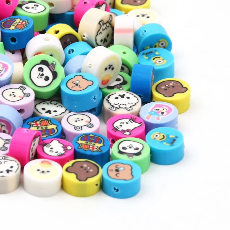 

20-100Pcs 9mm Polymer Clay Cartoon Animals Round Spacer Beads For Jewelry Making Accessories DIY Handmade Necklace Bracelets