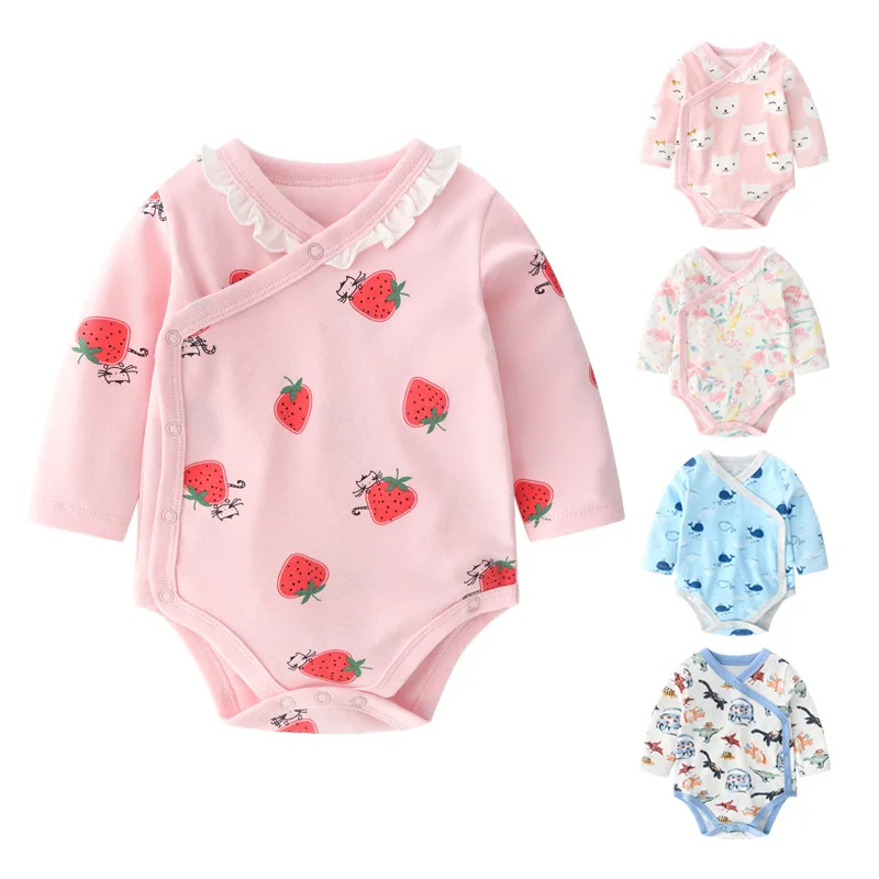 

2022 Fashion Pink Baby Girl Clothes Cute Cotton Baby Bodysuit Cartoon Animal Baby Bodysuits Long Sleeve Newborn Pajamas Body