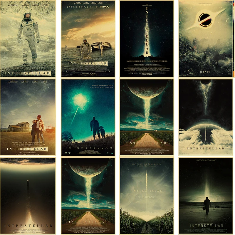 

Science Fiction Film Interstellar Poster The Space Race Retro Posters and Prints Kraft Paper Wall Art Home Room Decor Painting