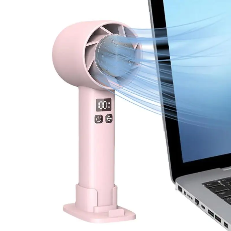 

Portable Handheld Fan Noiseless Fan With Ice Cooling System Portable Ice Fan Desktop Fan With Digital Display 3 Speed Battery