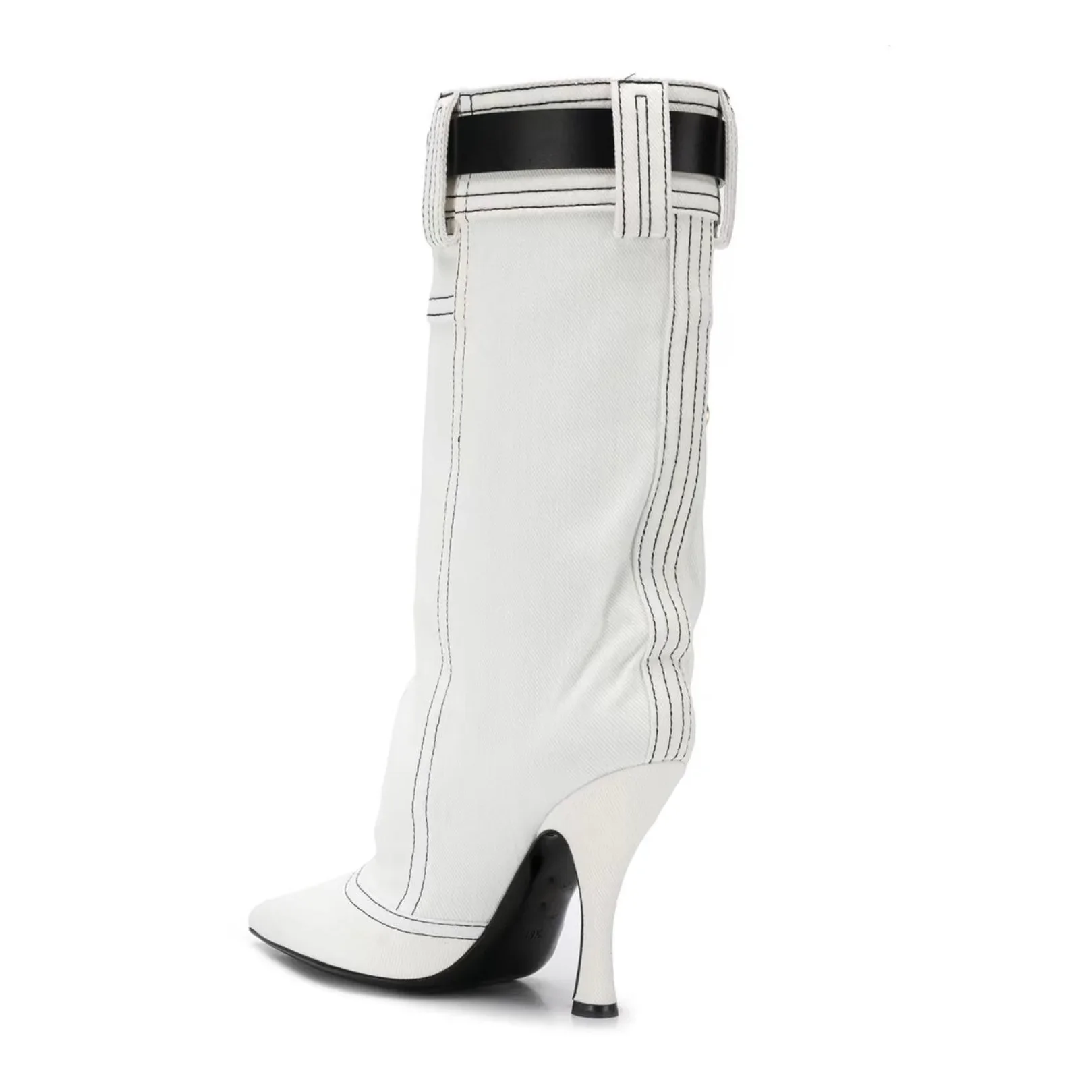 Винтажные синие кожаные ботинки с пряжкой джинсовые большого размера острым