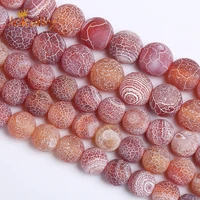 natural round frost cracked red agates beads round loose beads for jewelry making diy bracelets necklaces 15 4681012mm
