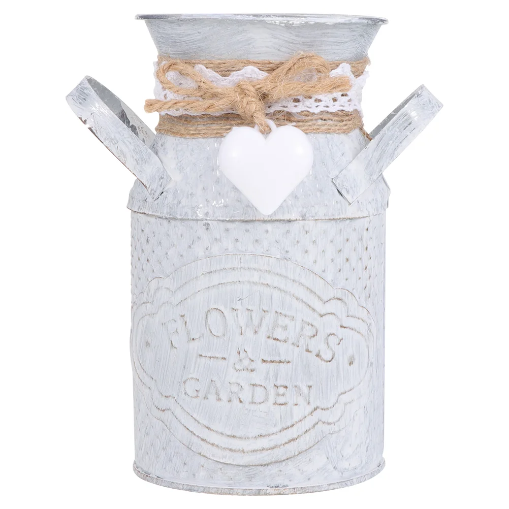 

Flower Vase Bucket Metal Pot Galvanized Rustic Vintage Planter Farmhouse Can Iron Jug Pitcher Pots Holder Decorative French