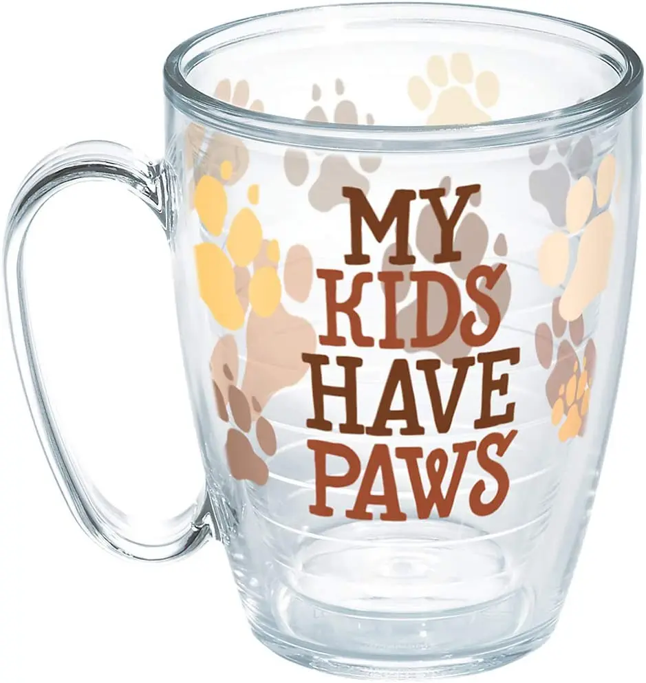 

My Kids Have Paws Fashion Double Wall Thermal Cup Keeps Drinks Cold and Warm, 473 Mug - Lidless, Transparent