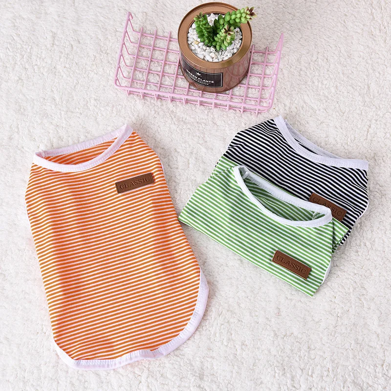Классическая полосатая рубашка для собак дешевая одежда маленьких летняя