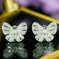 huitan dainty butterfly earrings crystal for women delicate accessories dance party ladys stud earrings gift statement jewelry