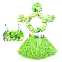 skirt grass hula for hawaiian luau hawaii dressleis tropical skirts party outfits dance flower necklace set girls adults