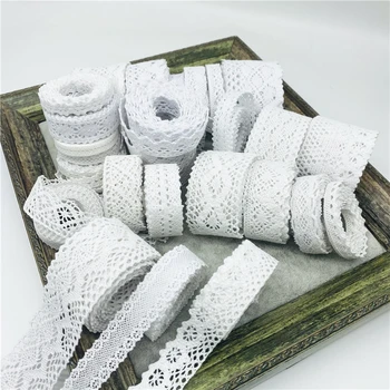 2yards White Cotton Lace Ribbon For Apparel Sewing Fabric White Trim Cotton Crocheted Lace Fabric Ribbon Handmade Accessories 1