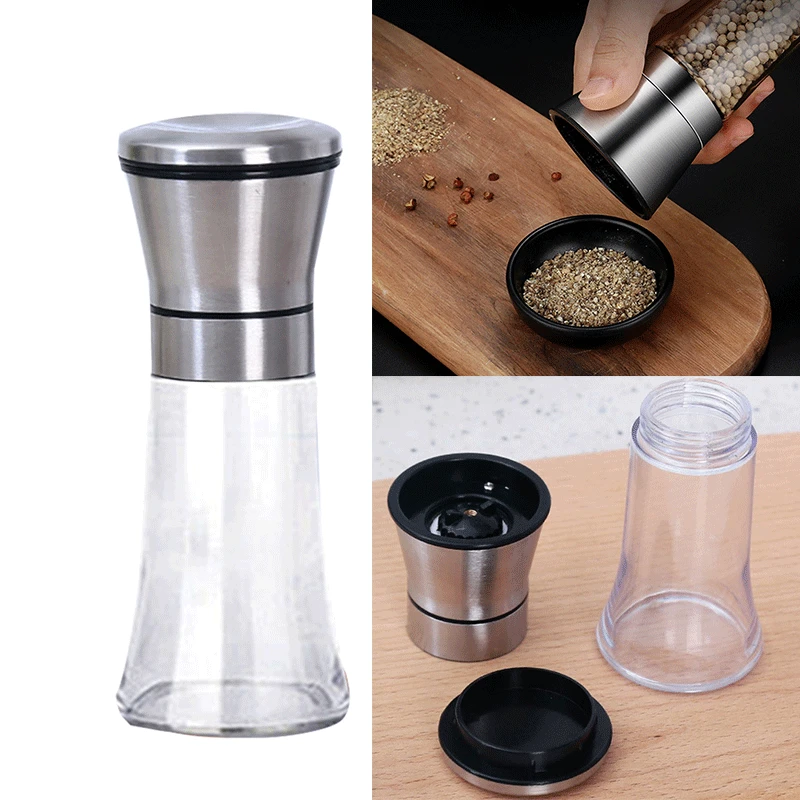 Stainless Steel ABS Salt Grinder Pepper Shaker with Adjustable Coarseness Pepper Mill 120ML