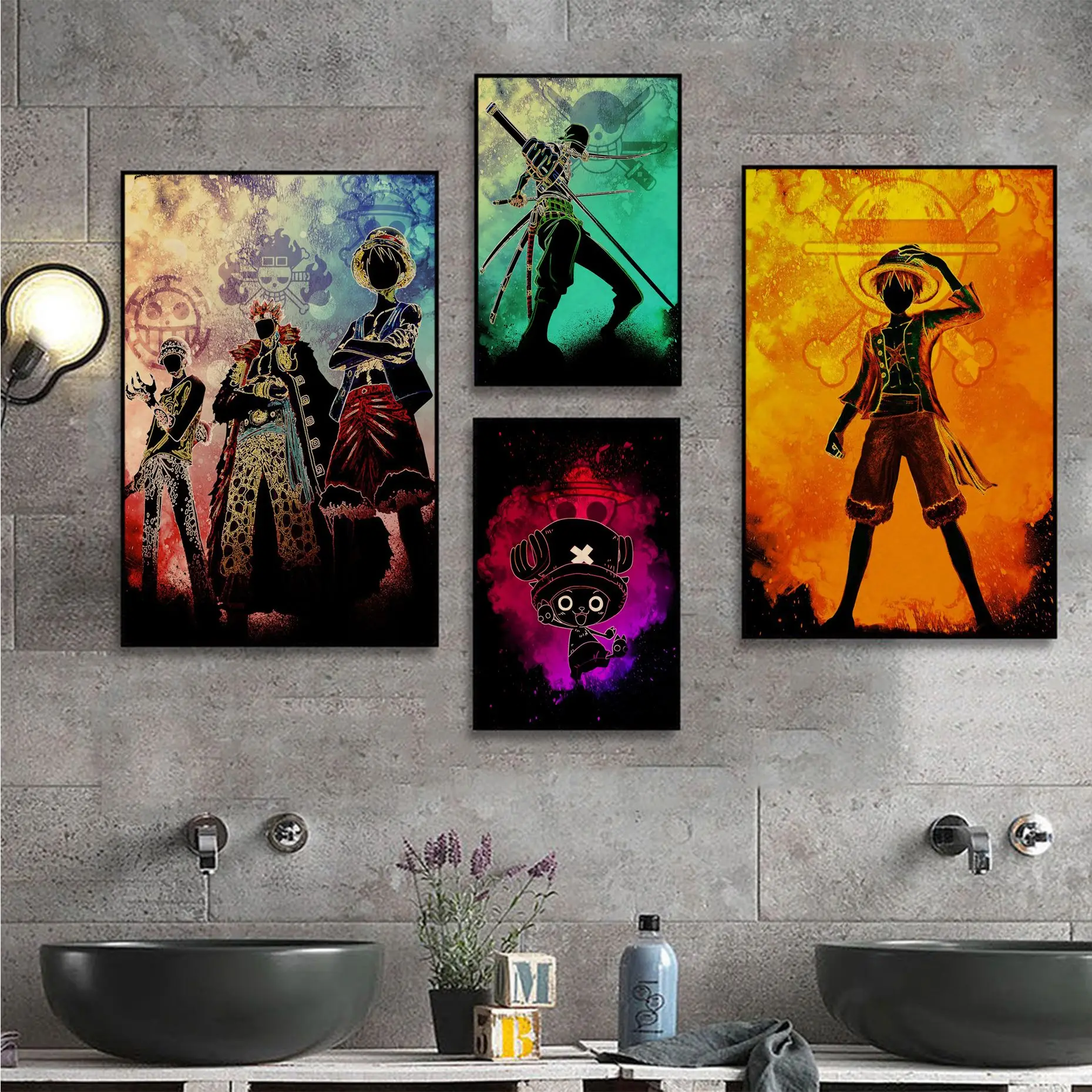 

Bandai One Piece Classic Vintage Posters Kraft Paper Sticker DIY Room Bar Cafe Kawaii Room Decor