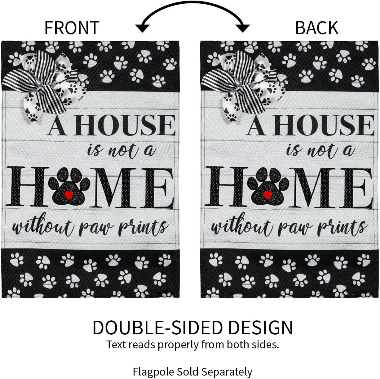 Вечнозеленый флаг с принтами лап Садовый из мешковины | Добро пожаловать садовый