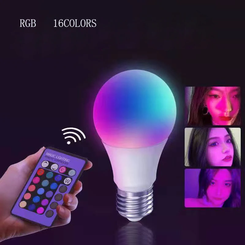 

E27 светодиодный RGB цветной Ночной светильник 16 цветов с дистанционным управлением атмосферный светильник для фотосъемки прикроватный свет...