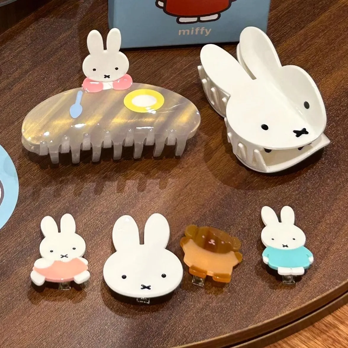 Фото Kawaii Miffy Sweet Заколка для волос Мультфильм Заколка на затылке Милая девушка Заколка с челкой в виде сердца для девочек День рождения Рождественский подарок №2