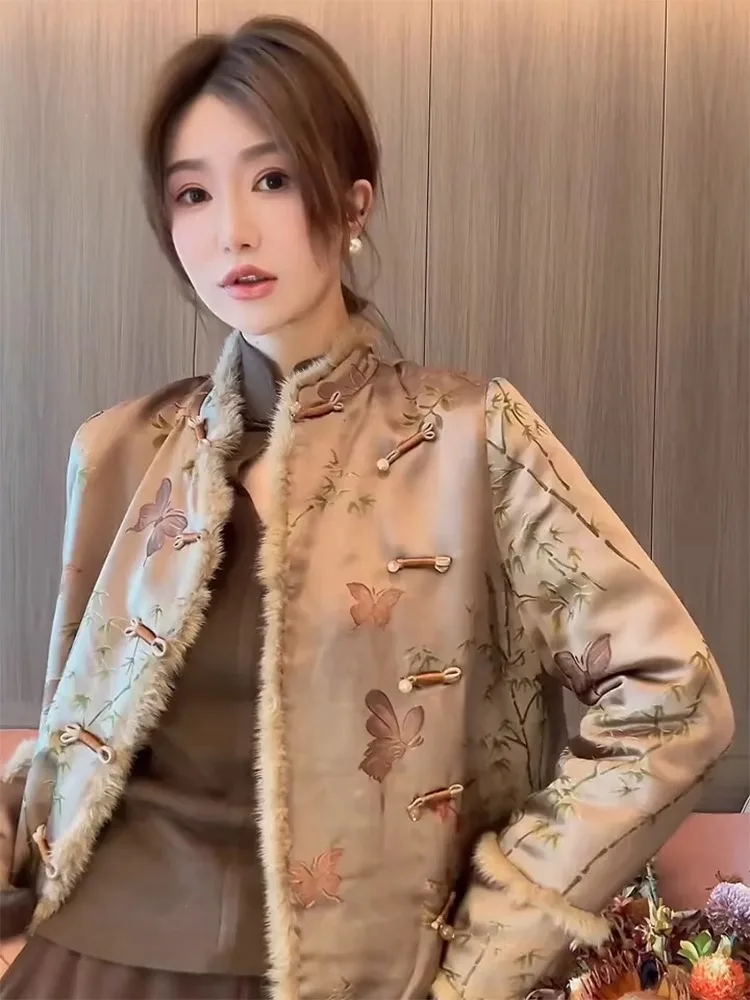 Зимняя одежда Новая китайская куртка на хлопковой подкладке Женская