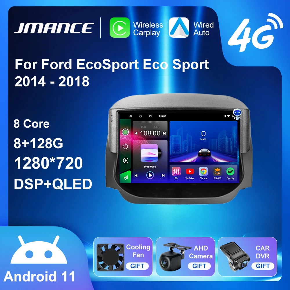 

Автомагнитола JMANCE для Ford EcoSport Eco Sport 2014-2018, мультимедийный видеоплеер, навигатор GPS, Android, 2din, 2 d