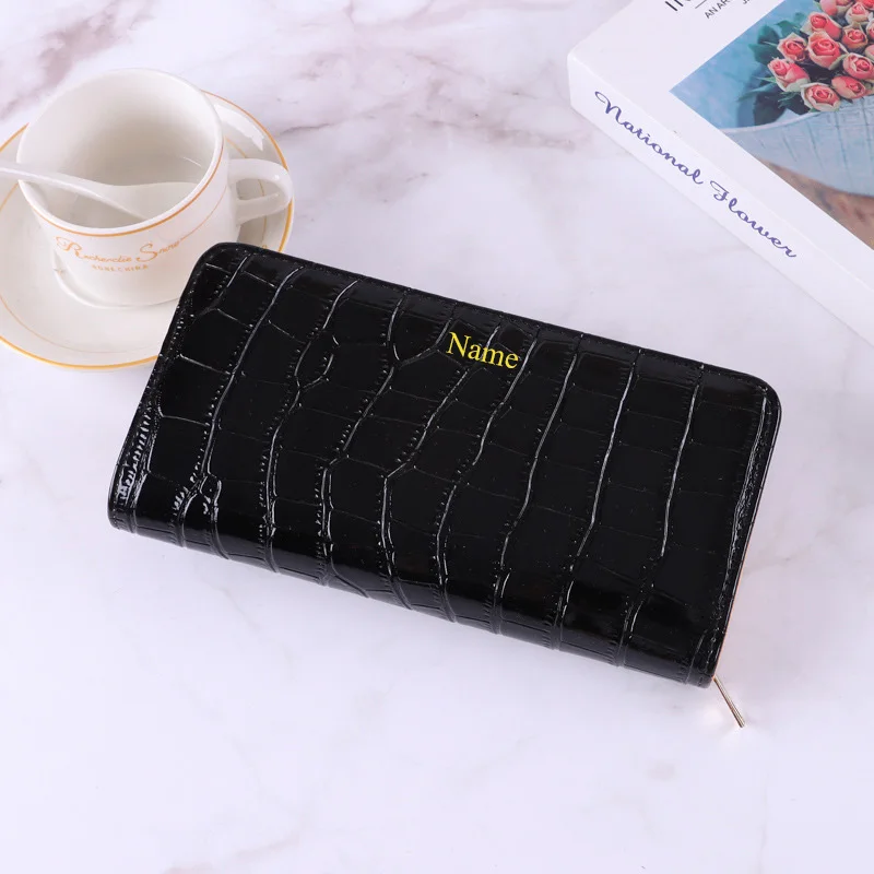 Leather Wallet for Women Multifunctional Fashion Clutch Bag Crocodile Pattern Long Money Pouch Coin Purse Zipper Phone Bag Gift