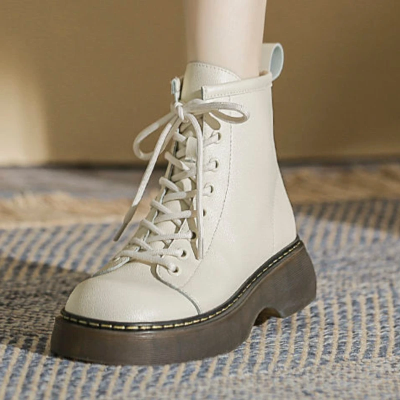 

Woman Winter Boots Thick-soled Platform Ankle Women Fall 2022 Slip-On Chelsea Mixed Color Fashion PU Leather Shoes New Arrivals