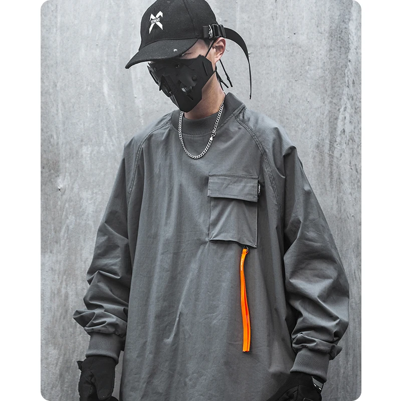 

Work Function Wind Small Ribbon Sweater Adjustable Round Neck Loose Casual Pullover Long Sleeve Tops Unisex Men Clothes Harajuku