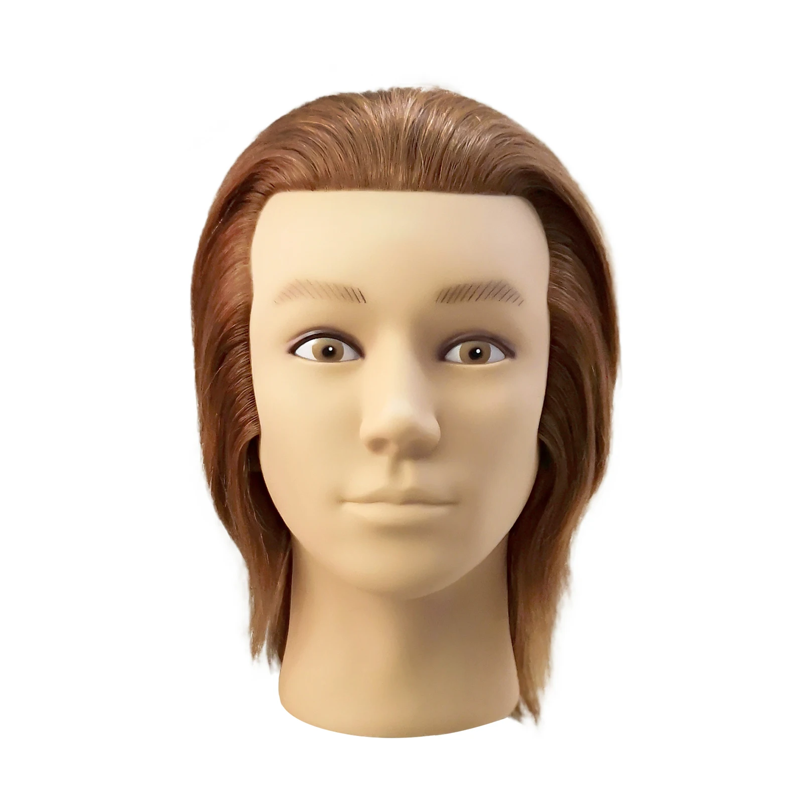 Mannequin-Head with 16CM  100% Human Hair Dark Brown Training Head  Male Mannequin Head Training Doll Head Wig Head Mannequin