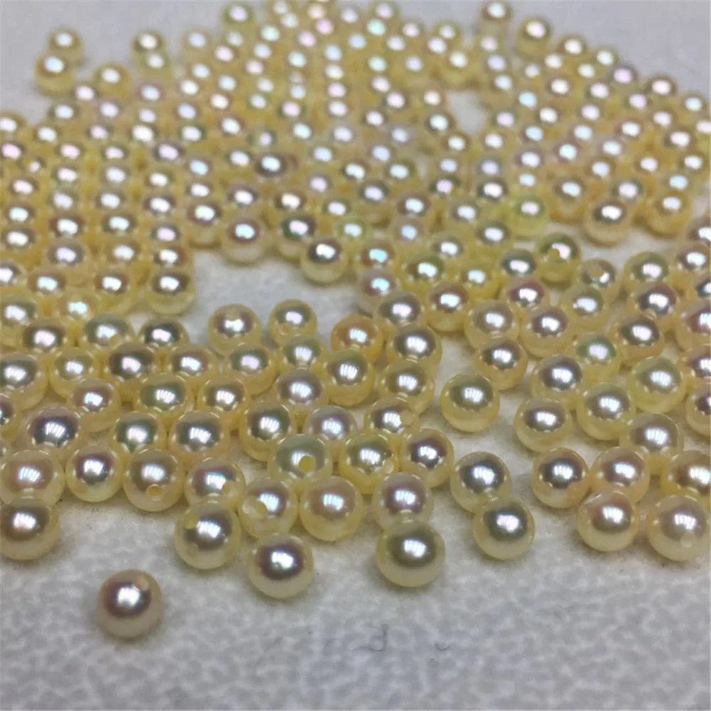 

DIY sea pearl 2-4mm small golden pearl is round strong light mirror pearl naked bead particles