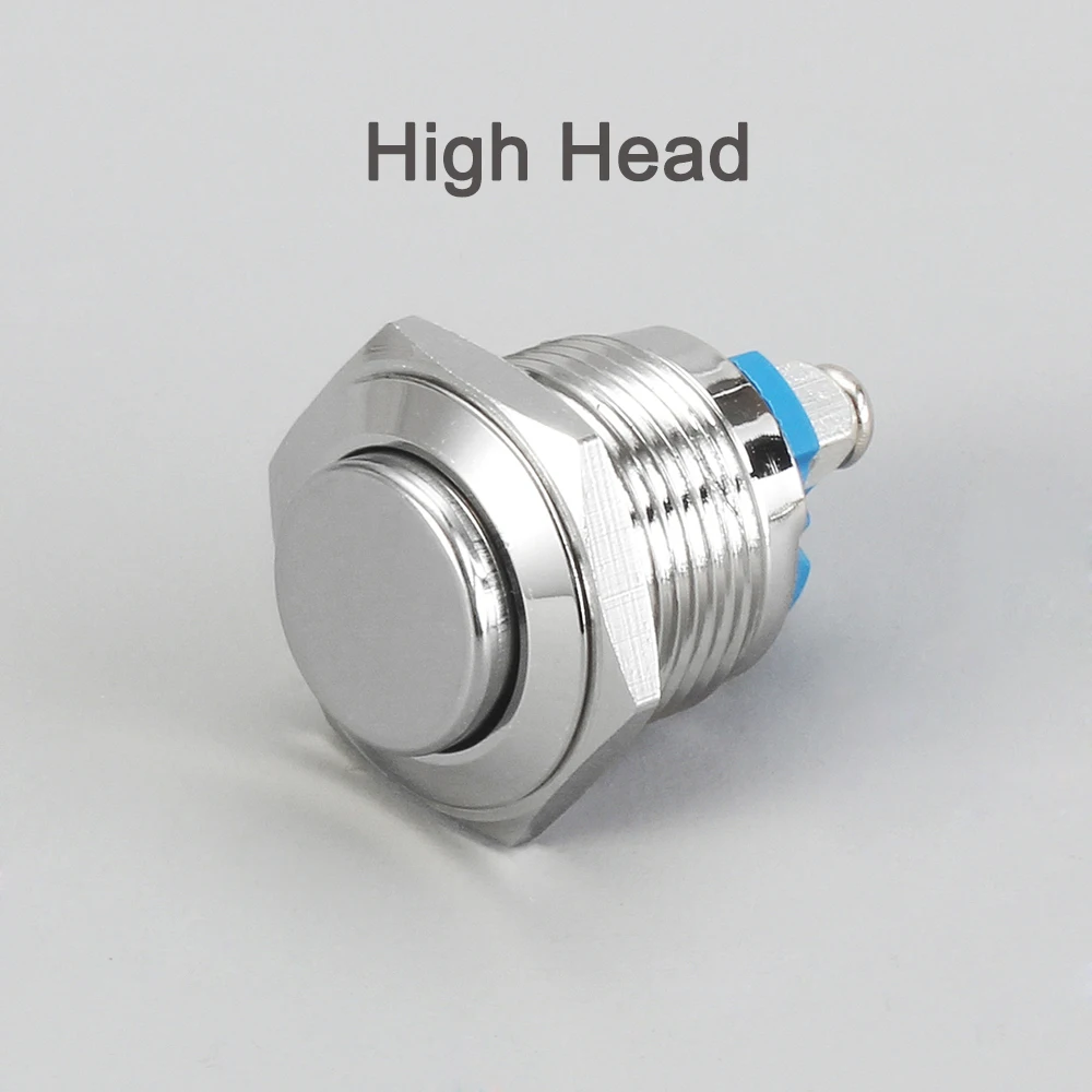 

1 шт. 16 мм металлическая кнопка Водонепроницаемая кнопка переключателя никелированная латунная кнопка мгновенного самосброса 1NO плоская контактная/Винтовая клемма