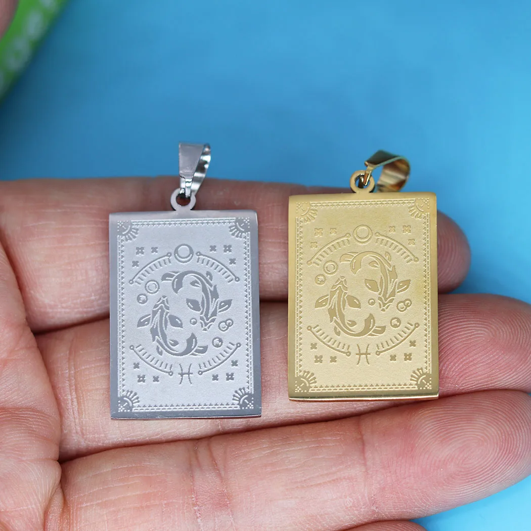 

2Pcs/lot Stainless Steel Zodiac Constellation Pisces For Necklace Bracelets Jewelry Crafts Making Handmade Stainless Steel Charm