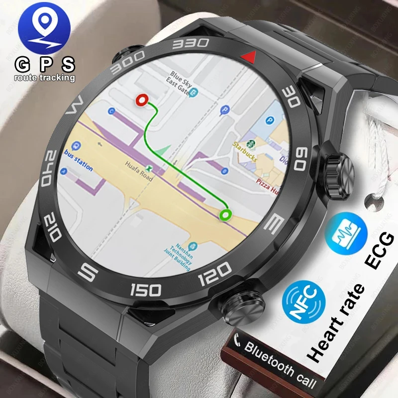 

For Huawei Xiaomi NFC Smart Watch Men GPS Tracker AMOLED 454*454 HD Screen Heart Rate ECG+PPG Bluetooth Call SmartWatch 2023 New