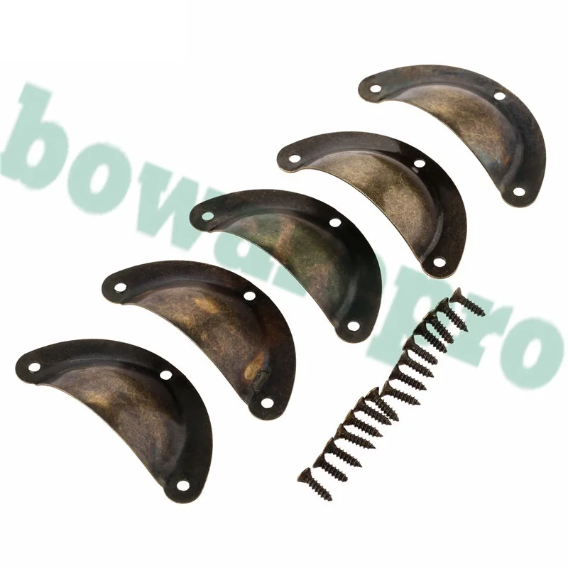 

5Pcs Antique Bronze Kitchen Cupboard Cabinet Drawer Cup Shell Pulls Handle Furniture Door Vintage Iron Knobs and Handles 50*22mm