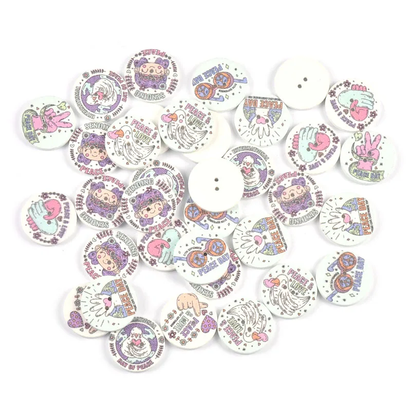 

50 шт., деревянные пуговицы для одежды ручной работы