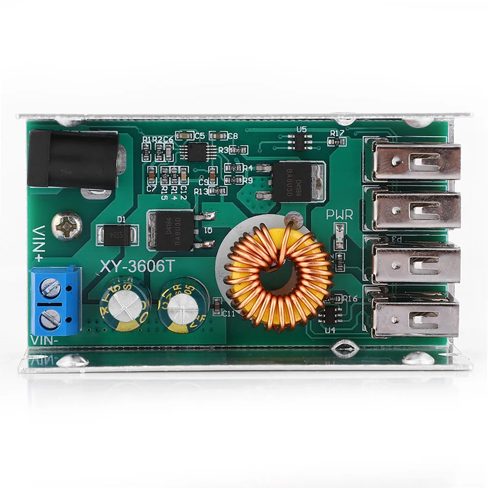 Понижающий модуль питания от 24 В/12 В до 5 5A с 4 USB-выходами преобразователь