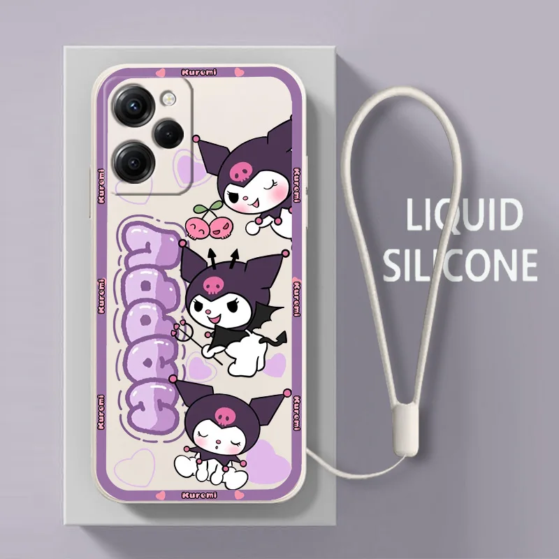 

Kuromi Melody Cinnamoroll For Xiaomi POCO X5 M5 C40 M4 X4 F4 C40 X3 NFC F3 GT M4 M3 M2 Pro C3 X2 4G 5G Liquid Rope Phone Case