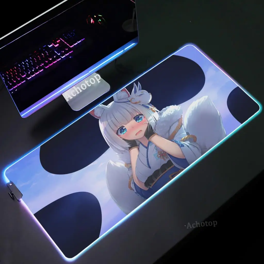 

Large Azur Lane RGB Mousepad Computer Keyboard Mouse Mats Rubber Desk Mats XXL Game Accessories Mouse Pad LED Luminous Deskmat