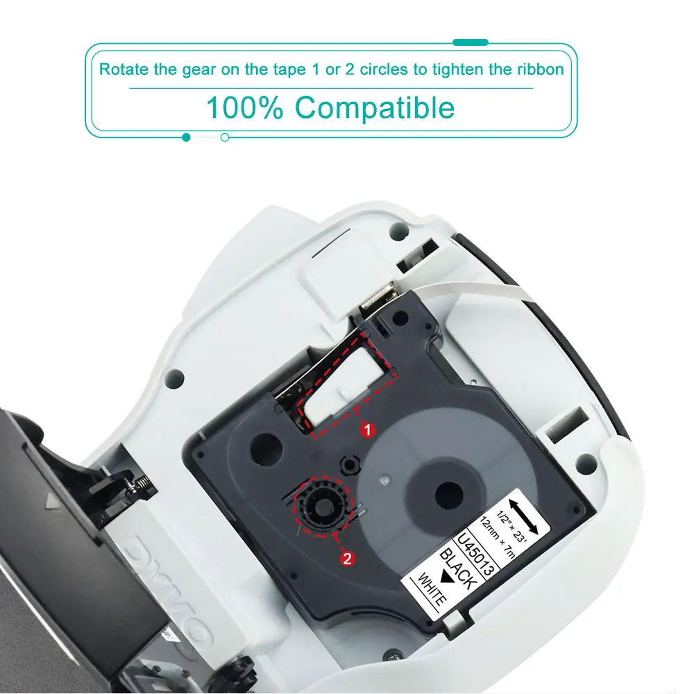 6PK замена кассеты Dymo D1 12 мм лента для маркировки 45010 45013 45020 45021 45023 45024 совместима с