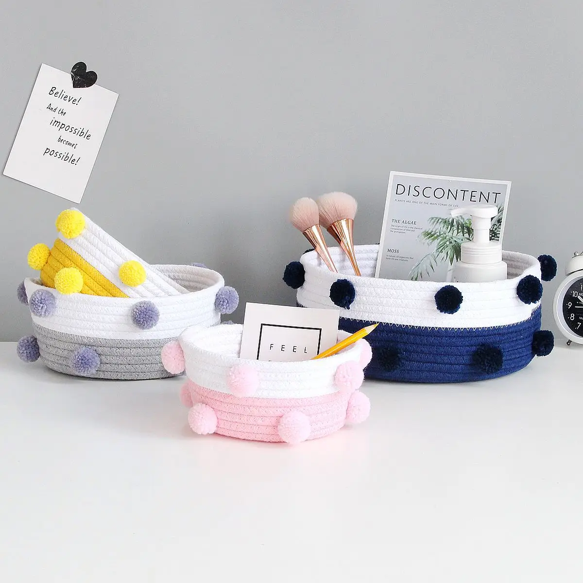 

Корзина для хранения косметики ручной работы, офисные принадлежности, детские игрушки, настольный менеджер, коробка для хранения мелочей, корзина для белья