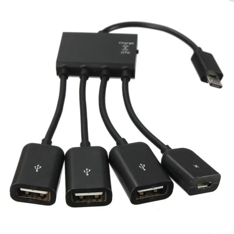 

New 4-IN-1 USB 2.0 HUB 4 Port Micro OTG Hub Power Adapter Cable For Android Phone Tablet PC Mobile Phone Adapters Accessories