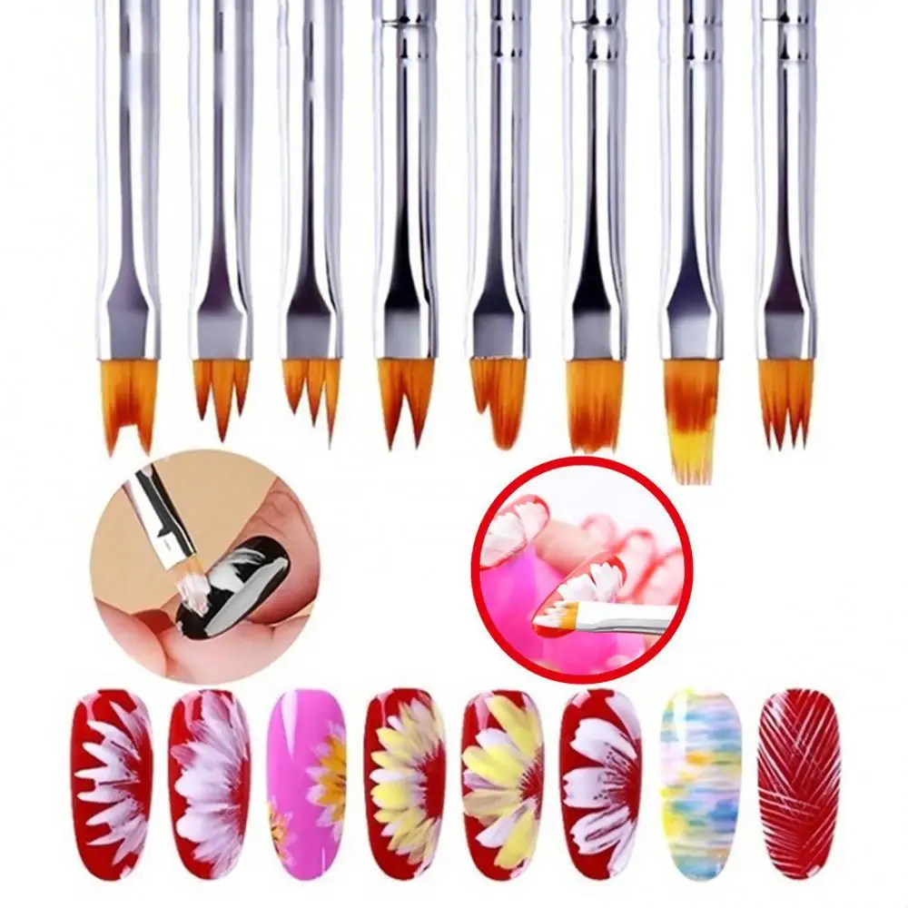 

Nail Art UV Gel 8Pcs/Set Pen Brush Painting Line Flower Drawing Manicure Tool