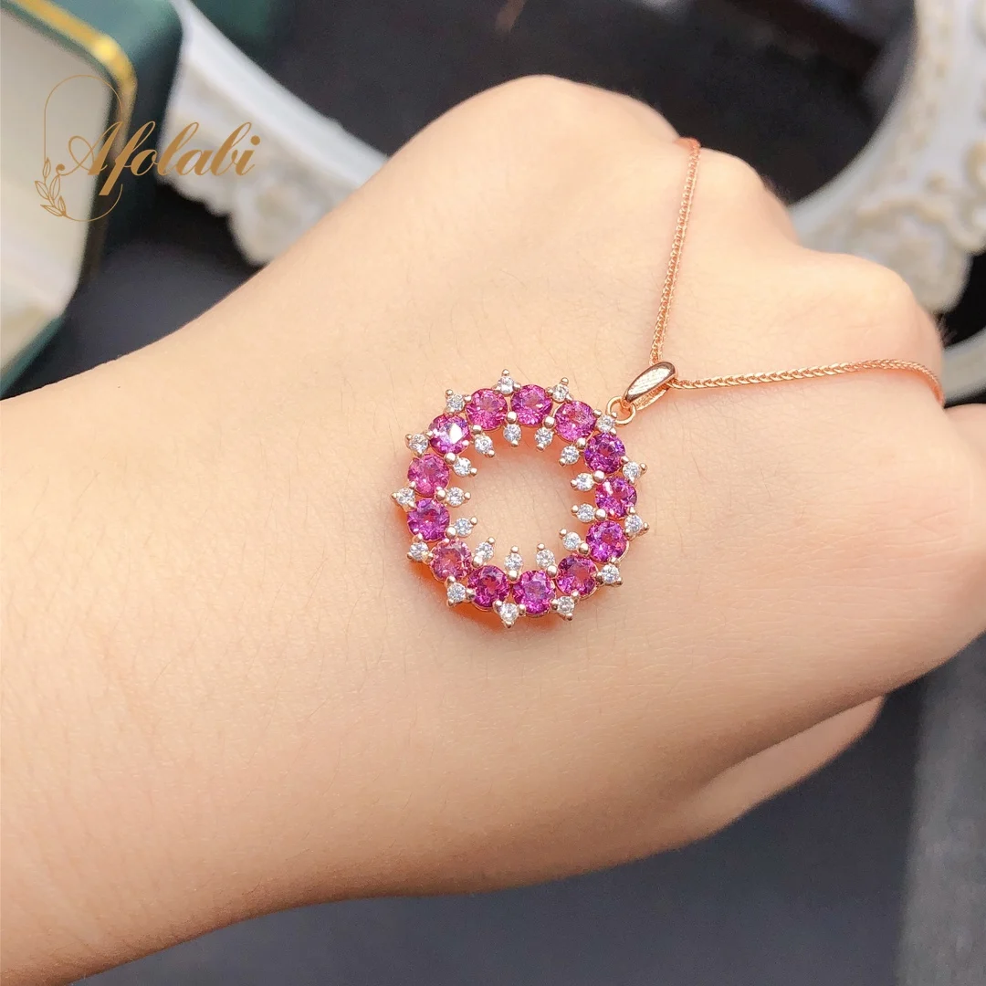 

Natural Garnet Pendants Fine Jewelry for Women Engagement Gift 925 Sterling Silver 3.5*3.5MM Gemstone