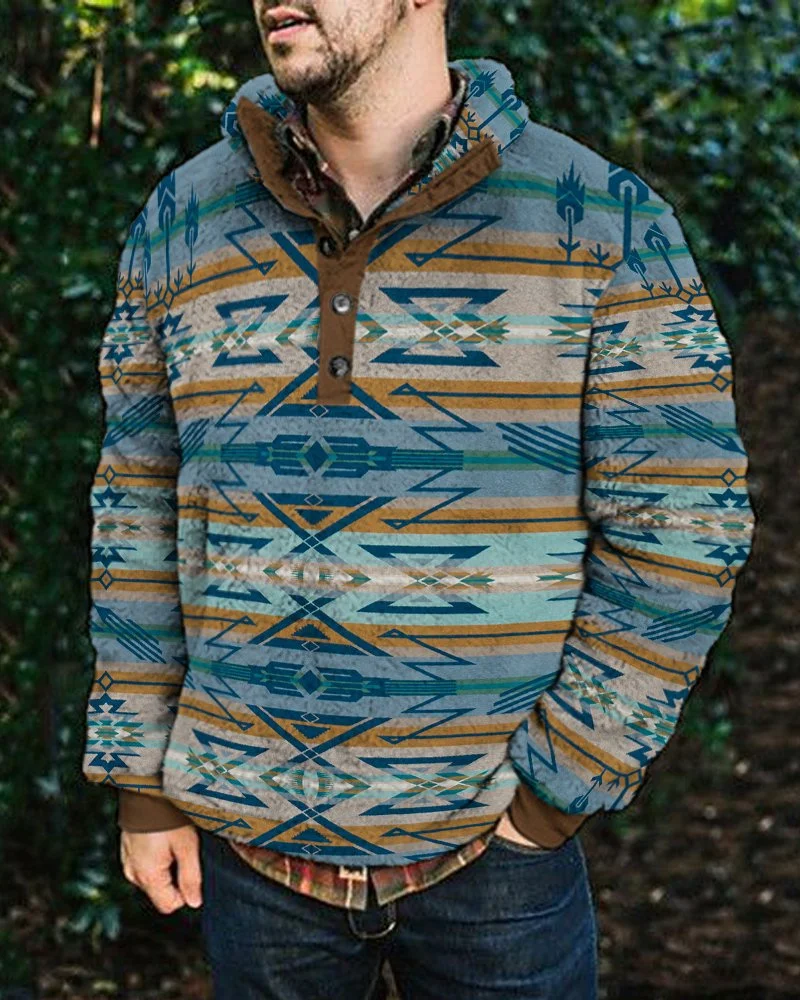 Autumn Winter 2022 New American Route 66 3D Printed Men's Double Sided Fur Stand Collar Home Furnishing Suit Plush Thermal Coat