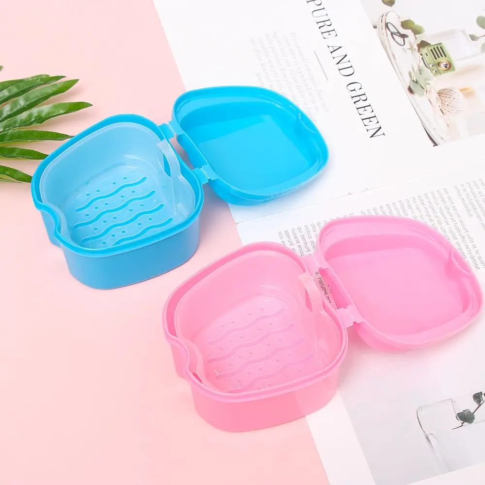 

With Hanging Net Container Storage False Teeth Oral Hygience Denture Box Case Health Care Product Rinsing Basket