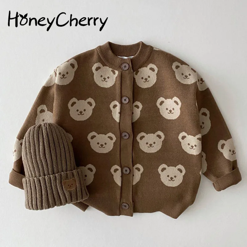 

HoneyCherry Autumn And Winter Fashion Cute Cartoon Crew Neck Knitted Cardigan Coat Winter Baby Girl Clothes(don't Have Hat)