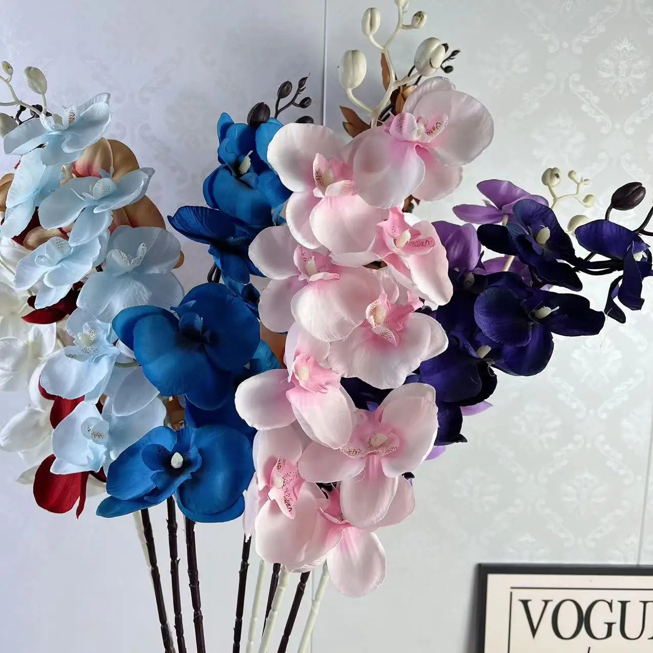 

wholesalers Latex Butterfly Orchid Simulation 3D Printing 21 Heads Real Touch Phalaenopsis Orchids for Wedding Artificial Flower