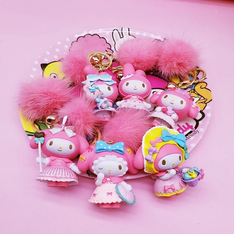 

Kawaii Anime Sanrioed Mymelody Kuromi Hellokt Cartoon Couple Bag Keychain Pendant Toy Lovely Cartoon Key Buckle Small Gift