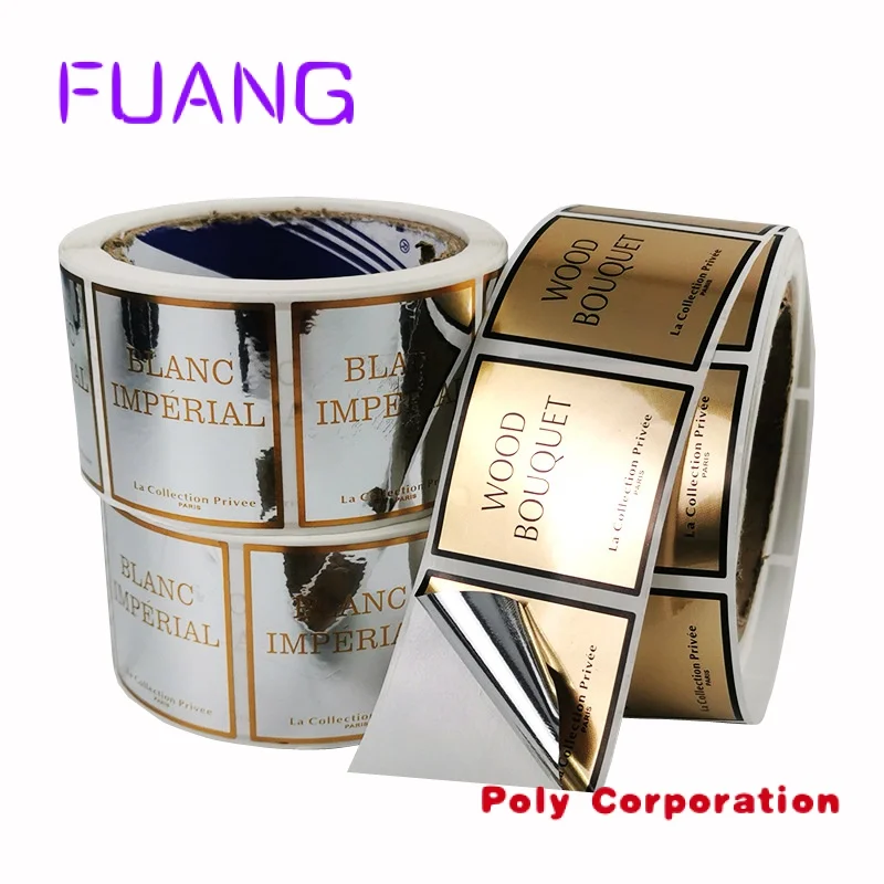 Custom Silver/Gold Metallic Bopp Private Label for Cosmetic Jar Perfume Bottle Packaging Stickers