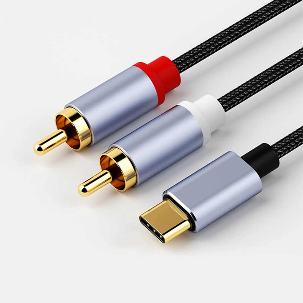 Аудиокабель USB C — 2RCA Адаптер Type-C двойной аудио-видео USB-кабель RCA совместимый с