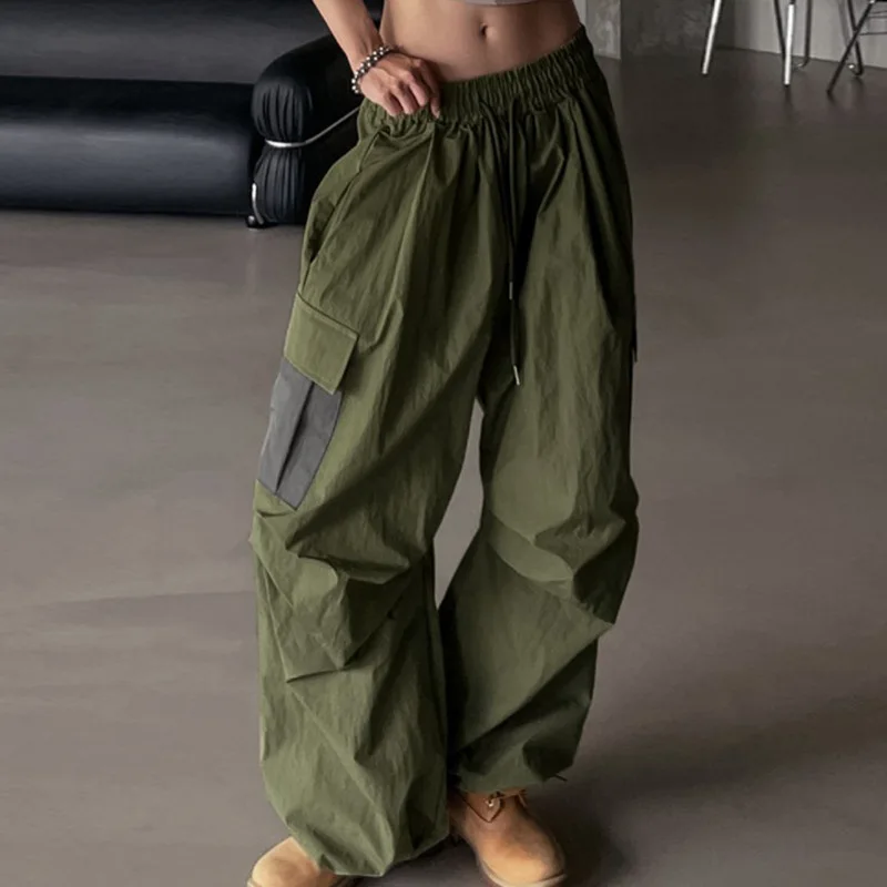 

Deeptown Y2k Vintage Cargo Parachute Pant Women Oversized Baggy Harajuku Streetwear Hippie Jogger Pants Kpop Low Rise Autumn New