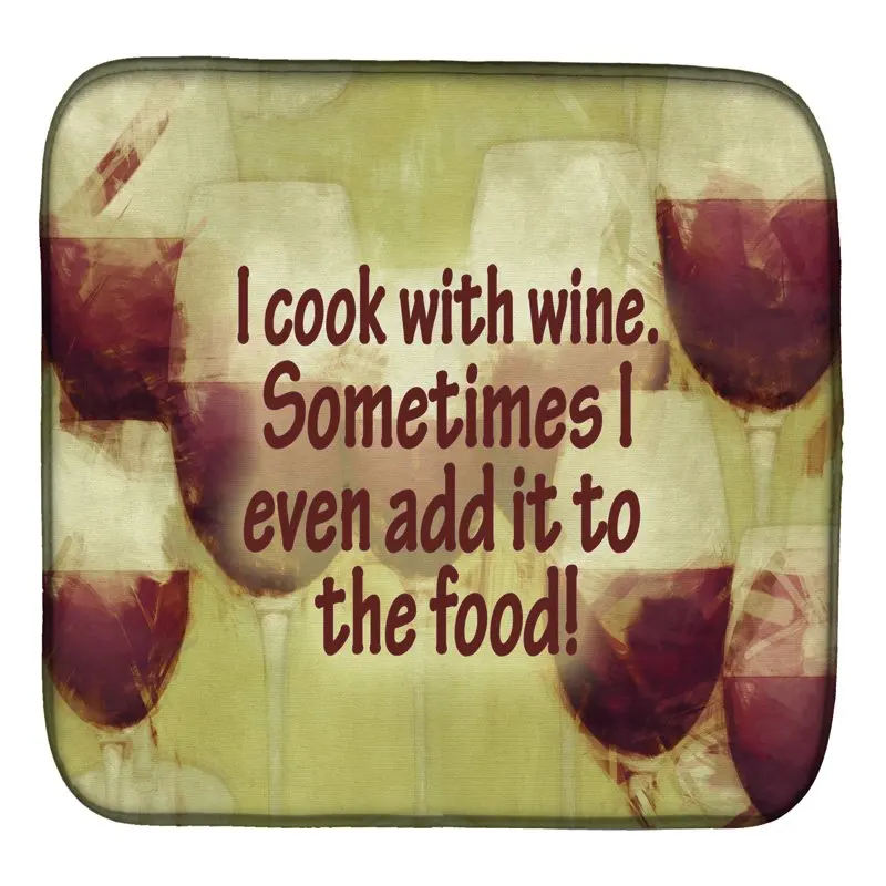 

"Delightful 14" x 21" SB3069DDM Multicolor Dish Drying Mat - Perfect for Cooking with Wine Treasures!"
