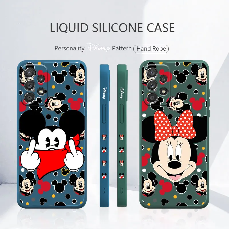 

Celular Liquid Cover Case for Samsung Galaxy A52 A12 A51 A21s A32 A71 4G 5G F12 Edge Pink Disney Up Face Mickey Minnie Soft