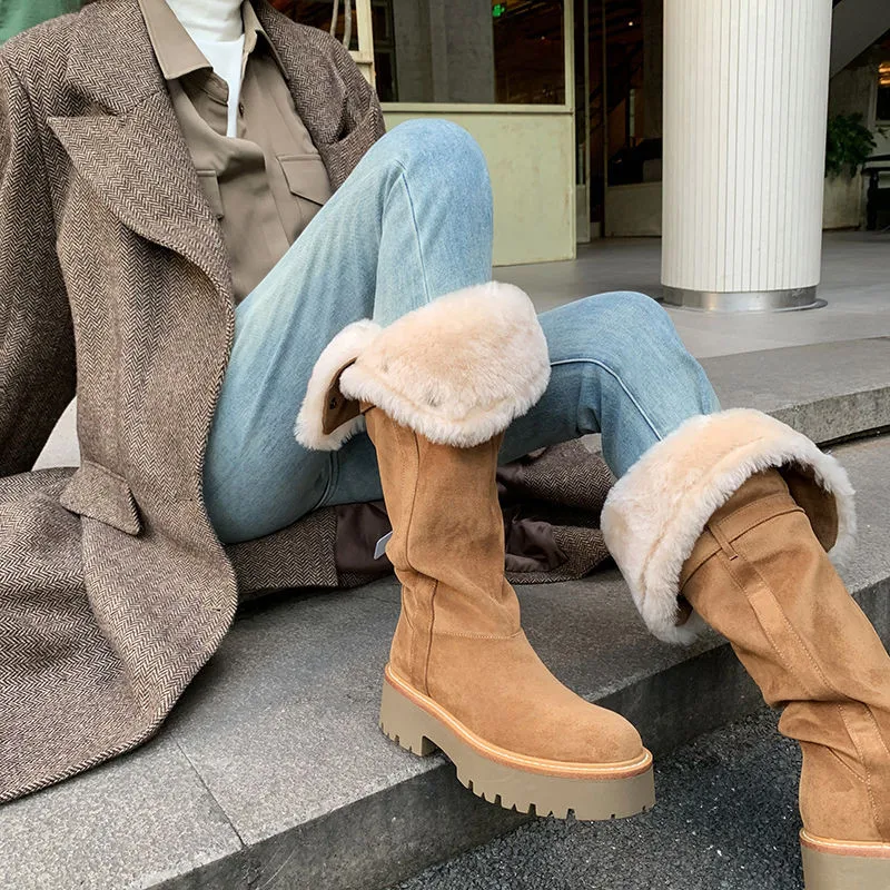 MKKHOU модные сапоги выше колена женские новые высококачественные из натуральной