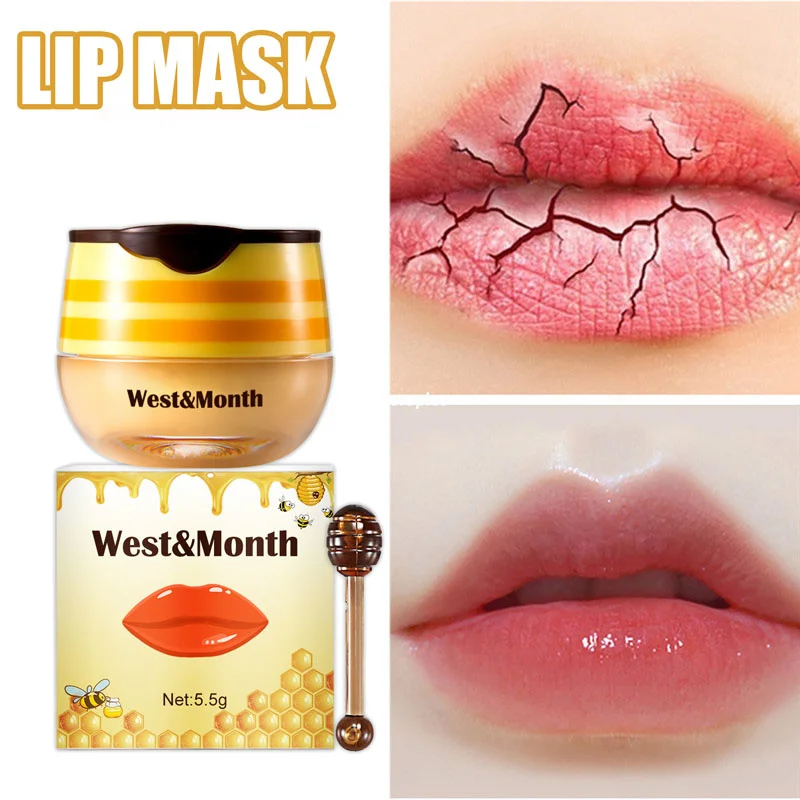 

Honey Lip Mask Moisturizing Lip Gloss Remove Fine Lines Dead Skin Anti Wrinkle Nourish Brighten Lip Balm Beauty Care Cosmetics