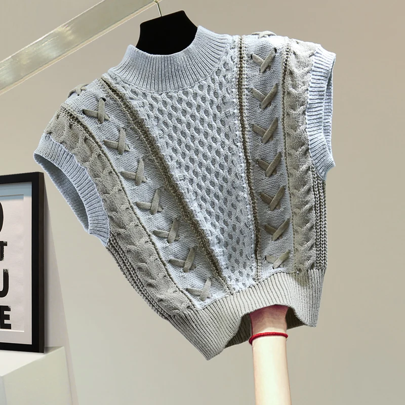 

Женский свитер без рукавов на осень и зиму, короткая вязаная водолазка разных цветов с высокой талией, женские свитера, жилеты, пальто